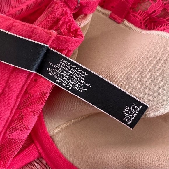 VICTORIA’S SECRET Barbie Hot Pink Lace Corset Bustier Garter Lingerie 34C - Picture 10 of 11